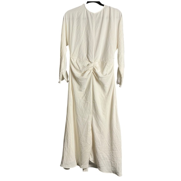 Mango Women's Midi Dress, Long Sleeve, Ruched, Cream, Formal, Career, Medium - Picture 1 of 7